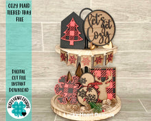 Load image into Gallery viewer, Cozy Plaid Tiered Tray File svg, glowforge tier tray