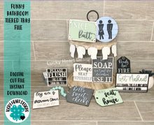 Load image into Gallery viewer, Funny Bathroom Tiered Tray Bundle File, SVG, Glowforge Laser, Tier Tray, LuckyHeartDesignsCo