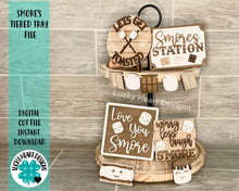 Load image into Gallery viewer, S'mores Tiered Tray File SVG, Glowforge Camping Tier Tray