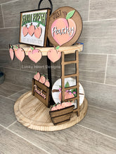 Load image into Gallery viewer, Peach Tiered Tray File SVG, Glowforge Laser, Peaches Fruit Tier Tray, LuckyHeartDesignsCo