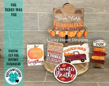 Load image into Gallery viewer, Fall Tiered Tray File SVG, Glowforge Laser, Pumpkin, LuckyHeartDesignsCo