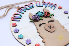 Load image into Gallery viewer, Llama Floral Door Hanger File SVG, Glowforge Laser, No Problem Llama, LuckyHeartDesignCo