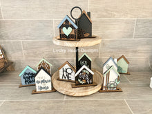 Load image into Gallery viewer, Standing Houses File SVG, Tiered Tray Houses, Glowforge Laser, LuckyHeartDesignsCo
