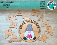 Load image into Gallery viewer, Interchangeable Gnome Hats File SVG, Glowforge Sign Laser, LuckyHeartDesignsCo