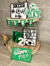 Load image into Gallery viewer, Soccer Tiered Tray File SVG, Glowforge Laser, Team Tier Tray, LuckyHeartDesignsCo