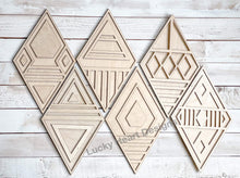 Load image into Gallery viewer, Decorative Diamond Wall Art File SVG, Geometric Modern, Glowforge Laser, LuckyHeartDesignsCo