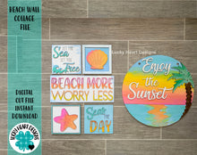 Load image into Gallery viewer, Beach Wall Collage File SVG, Sunset Glowforge Sign, LuckyHeartDesignsCo