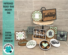 Load image into Gallery viewer, Patterned Tiered Tray Backers File SVG, Glowforge SIGN, LuckyHeartDesignsCo