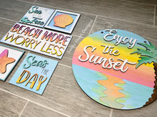 Load image into Gallery viewer, Beach Wall Collage File SVG, Sunset Glowforge Sign, LuckyHeartDesignsCo