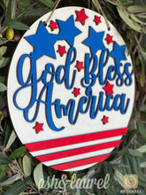 Load image into Gallery viewer, Patriotic Door Hanger File SVG, USA 4th of July America, Glowforge Laser, Lucky Heart DesignsCo