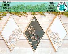 Load image into Gallery viewer, Diamond Floral Wall Art File SVG, Glowforge Laser, LuckyHeartDesignsCo
