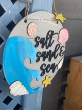 Load image into Gallery viewer, Salt Sand Sea Door Hanger File SVG, Beach Shells Glowforge Laser, LuckyHeartDesignsCo
