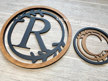 Load image into Gallery viewer, Wreath Initial File SVG, Monogram Letter, Glowforge Laser, LuckyHeartDesignsCo