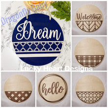 Load image into Gallery viewer, Patterned Door Hanger Bundle File SVG, Glowforge Sign, LuckyHeartDesignsCo