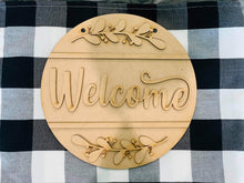 Load image into Gallery viewer, Welcome Leafy Door Hanger Sign File SVG, Glowforge, LuckyHeartDesignsCo