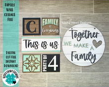 Load image into Gallery viewer, Family Wall Collage File SVG, Tiered Tray Sign Door Hanger, Glowforge, LuckyHeartDesignsCo