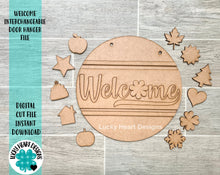 Load image into Gallery viewer, Welcome Interchangeable Door Hanger File SVG, Glowforge, LuckyHeartDesignsCo