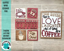 Load image into Gallery viewer, Coffee Wall Collage File SVG, Sign Glowforge Laser, LuckyHeartDesignsCo