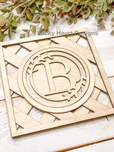 Load image into Gallery viewer, Wreath Initial File SVG, Interchangeable Inserts, Glowforge Laser, LuckyHeartDesignsCo