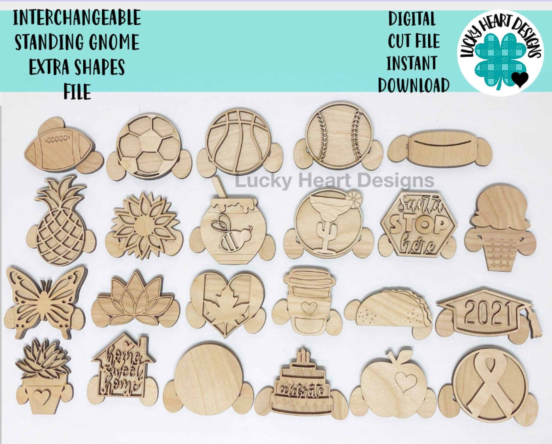 Interchangeable Standing Gnome Extra Shapes File SVG, Glowforge, Lucky ...