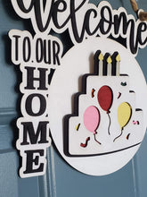 Load image into Gallery viewer, Interchangeable Door Hanger Sign Pair File, Glowforge Home Sign Shapes, LuckyHeartDesignsCo