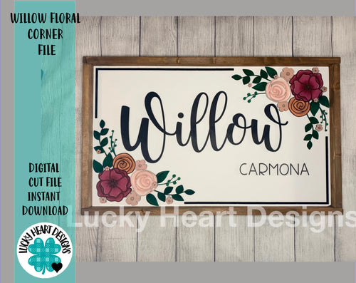 Willow Floral corner file, SVG FILE