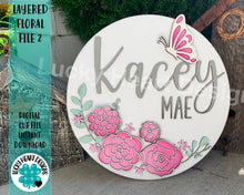 Load image into Gallery viewer, Layered Floral File 2 -with butterflies, SVG FILE glowforge