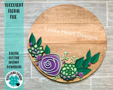 Load image into Gallery viewer, Succulent Floral Round File SVG, Glowforge Laser, LuckyHeartDesignsCo