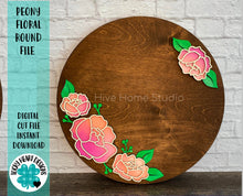 Load image into Gallery viewer, Peony Floral Round File SVG, Glowforge Laser, Flower, LuckyHeartDesignsCo