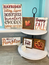 Load image into Gallery viewer, Fall Wall Collage File SVG, Glowforge Tiered Tray, LuckyHeartDesignsCo