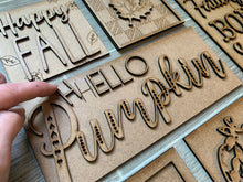 Load image into Gallery viewer, Fall Wall Collage File SVG, Glowforge Tiered Tray, LuckyHeartDesignsCo