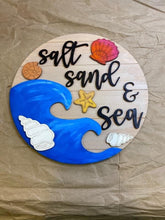 Load image into Gallery viewer, Salt Sand Sea Door Hanger File SVG, Beach Shells Glowforge Laser, LuckyHeartDesignsCo