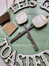 Load image into Gallery viewer, Lets Get Toasted Door Hanger File SVG, Glowforge Smore's Camping Sign