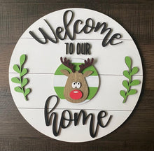 Load image into Gallery viewer, Interchangeable Welcome To Our Home Round File SVG, Glowforge Laser, LuckyHeartDesignsCo