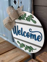 Load image into Gallery viewer, Welcome Leafy Door Hanger Sign File SVG, Glowforge, LuckyHeartDesignsCo