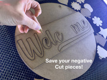 Load image into Gallery viewer, Welcome Interchangeable Door Hanger File SVG, Glowforge, LuckyHeartDesignsCo