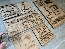 Load image into Gallery viewer, Elf Wall Collage File SVG, Glowforge Christmas Decor, Leaning Ladder, LuckyHeartDesignsCo