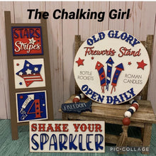 Load image into Gallery viewer, USA Wall Collage File, Fourth of July, Glowforge Sign Laser, LuckyHeartDesignsCo