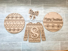 Load image into Gallery viewer, Christmas Door Hanger Bundle File SVG, Glowforge Holiday Sign Decor, LuckyHeartDesignsCo