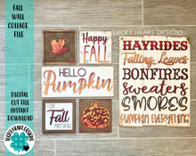 Load image into Gallery viewer, Fall Wall Collage File SVG, Glowforge Tiered Tray, LuckyHeartDesignsCo
