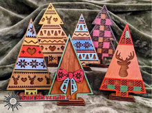 Load image into Gallery viewer, Standing Christmas Tree Bundle 3 File SVG, Holiday Decor Glowforge, LuckyHeartDesignsCo