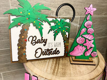 Load image into Gallery viewer, Tropical Christmas Tiered Tray File SVG, Glowforge Flamingo Palm Tree, LuckyHeartDesignsCo