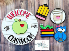 Load image into Gallery viewer, Interchangeable School Sign, SVG FILE glowforge door hanger