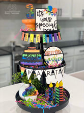 Load image into Gallery viewer, Birthday Tiered Tray file SVG, Glowforge, Celebrate Candles, Lucky Heart Designs