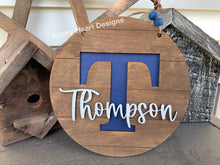 Load image into Gallery viewer, Name Initial Round Door Hanger File SVG, Glowforge Laser, Shiplap Sign, LuckyHeartDesignsCo