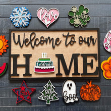 Load image into Gallery viewer, Interchangeable HOME Sign with 12 shapes File SVG, (Glowforge sized)Home sweet Home