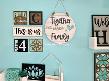 Load image into Gallery viewer, Family Wall Collage File SVG, Tiered Tray Sign Door Hanger, Glowforge, LuckyHeartDesignsCo