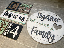 Load image into Gallery viewer, Family Wall Collage File SVG, Tiered Tray Sign Door Hanger, Glowforge, LuckyHeartDesignsCo