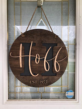 Load image into Gallery viewer, Name Initial Round Door Hanger File SVG, Glowforge Laser, Shiplap Sign, LuckyHeartDesignsCo