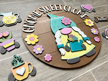 Load image into Gallery viewer, Gnome Girl Round Sign Interchangeable File SVG, Glowforge, LuckyHeartDesignsCo